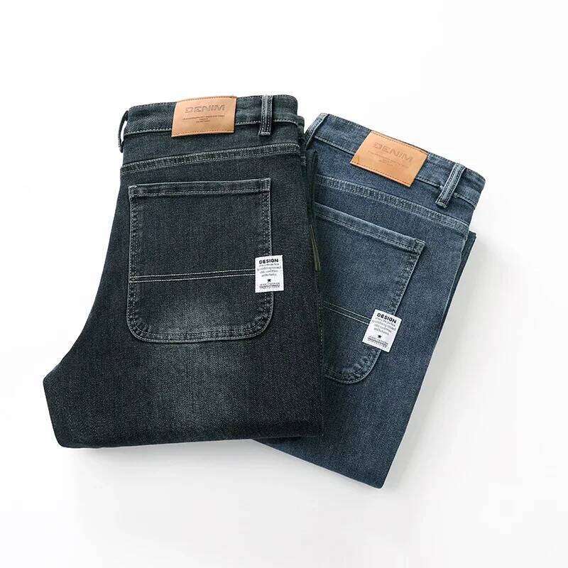 New Style Y2 Spring and Autumn Loose Jeans Baggy Straight Wide Leg Business Casual Pants Brand Men's Clothing 26Y0312