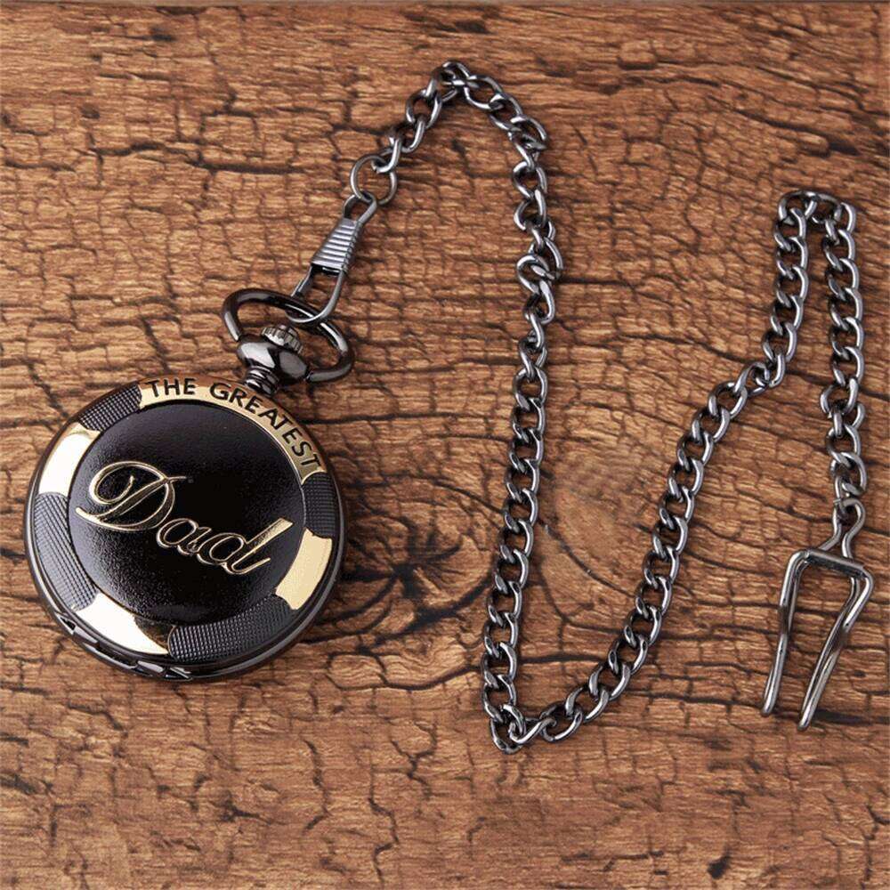 Fashion Casual Men'S Quartz "The Greatest Dad" Engraved Round Dial Men's Pocket Watch for Father's Day Gift Reloj