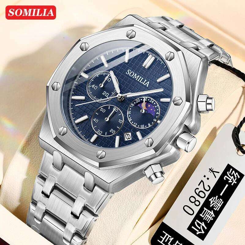 SOMILIA 2311 with Needles Waterproof Luminous Calendar Stainless Steel Strap Men's Quartz Watch 2025