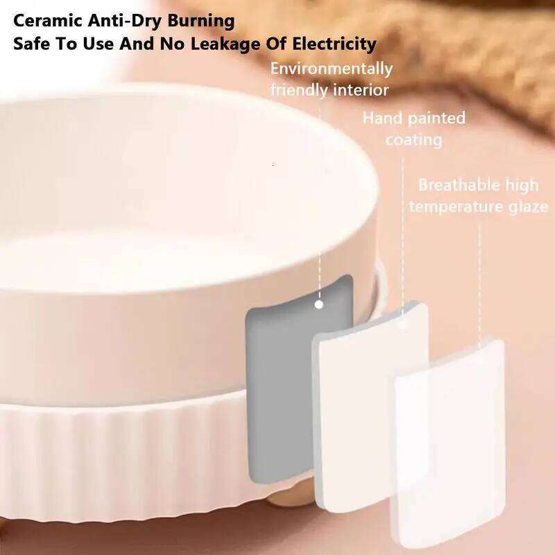 Heated Rechargeable Pet Heating Noiseless Ceramic Bowl Cat Water Fountain Animal Drinking Dispenser 26Y0312
