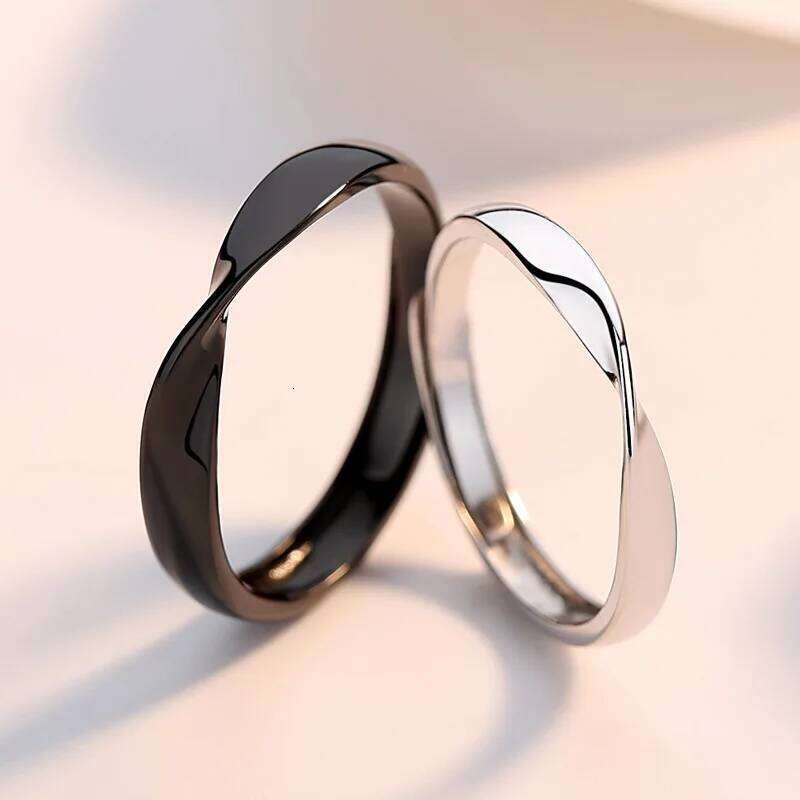 New Mobius Couple Rings For Women Men Black White Adjustable Simple Ring Fashion Wedding Birthday Proposal Gifts W260311