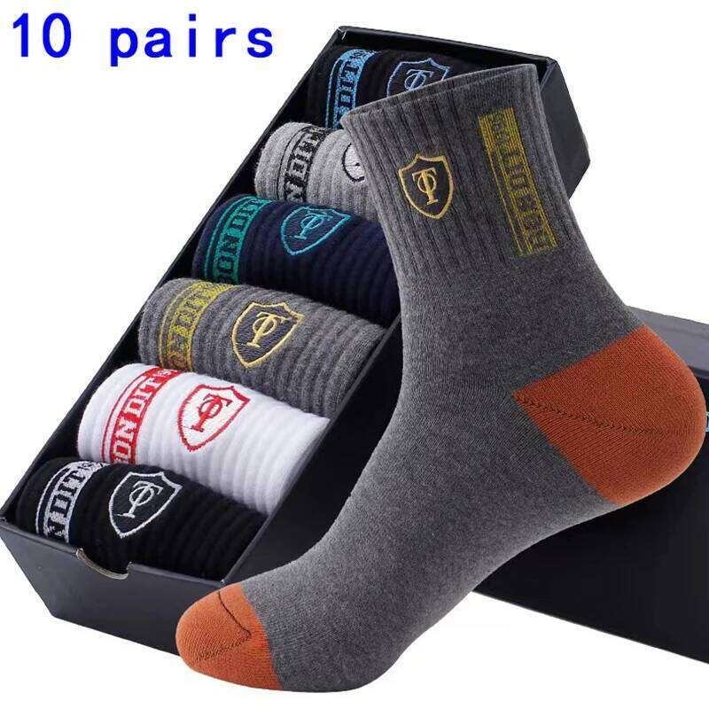 5 Pairs of Autumn Winter MEN'S Sports for Summer Leisure, Sweat Wicking, Lightweight and Breathable Basketball Socks Z260312