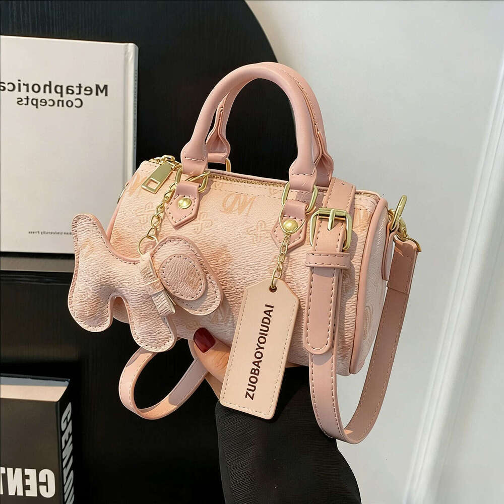 lfashion Style Cartoon Print Handheld Pillow for Women, Vintage Single Shoulder Boston Bag, 2026 New High-end Crossbody Bag