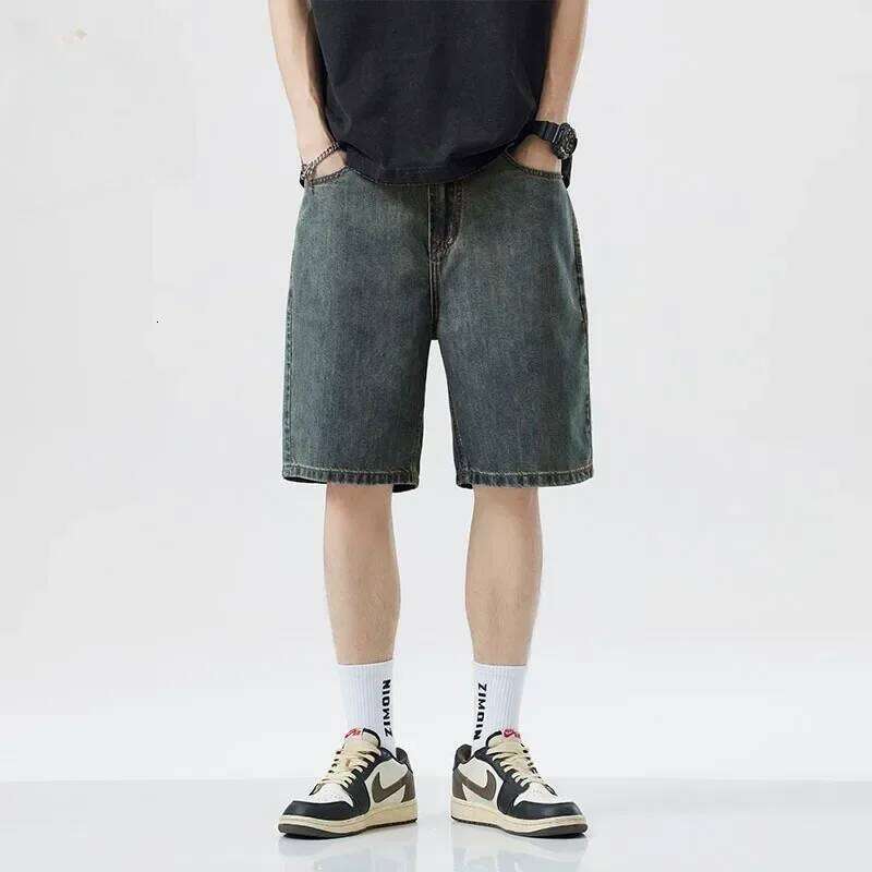 2025 Summer Classic Shorts Jeans Men Denim Pants Straight Stretch Casual Cool Thin Knee Length Blue Fashion Brand Daily Trousers