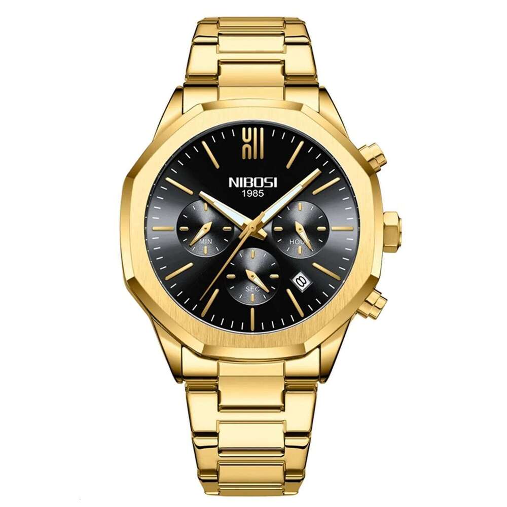 NIBOSI New Watches Top Brand Luxury Quartz Business for Men Stainless Steel Waterproof Chronograph Date Watch Relogio