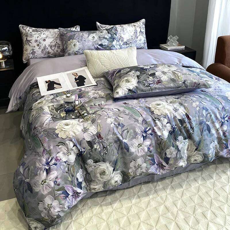 1000TC Egyptian Cotton Bedding Set, Vintage Oil Painting Style, Plant Flowers Pattern, Soft, Duvet Cover, Bed Sheet, Pillowcases H260312