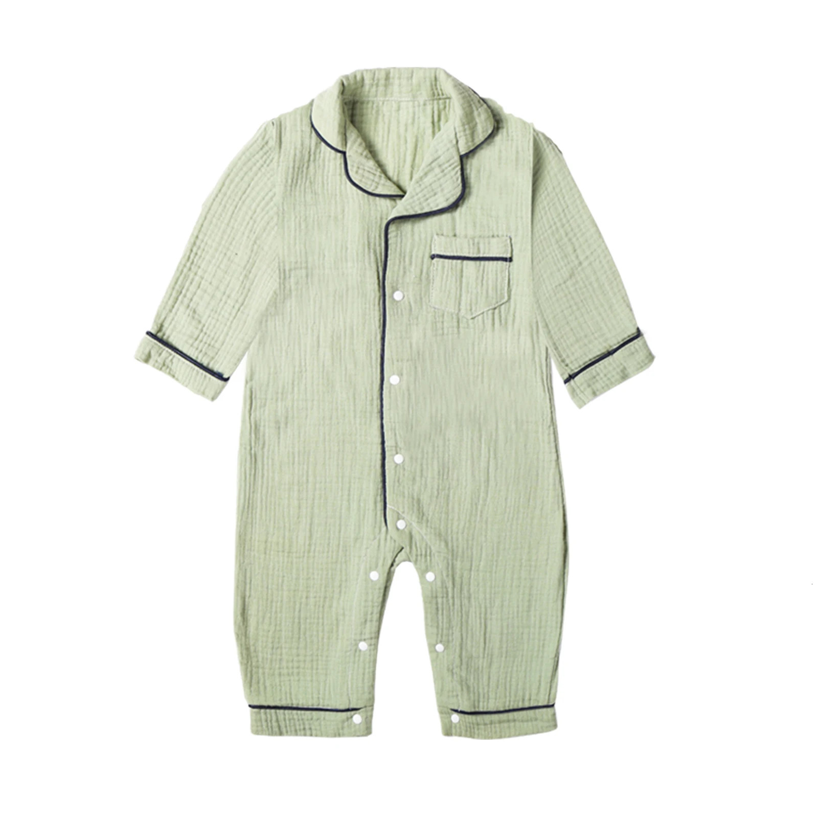 Autumn Baby Sleepwear Organic Cotton Clothes for Boy Girl born Pajama Solid Color Muslin Romper Kids Pajamas Toddler Jumpsuit 260311