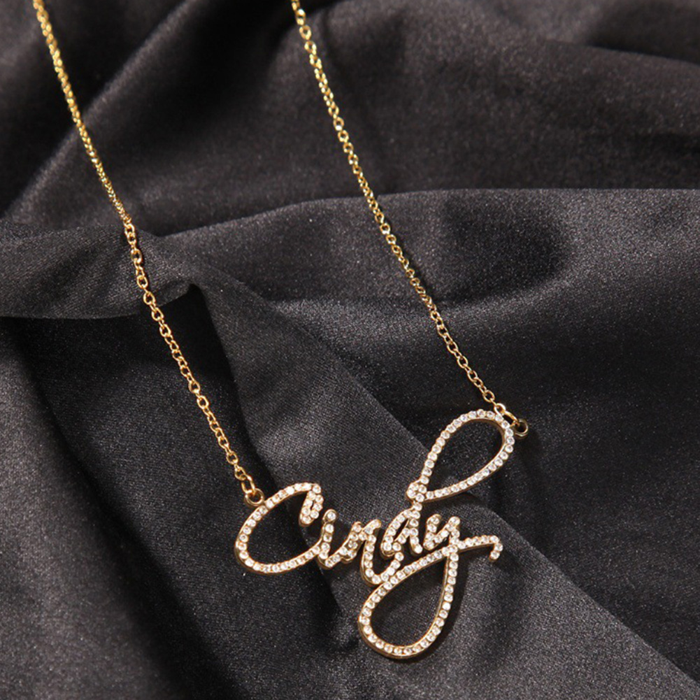 Custom Name Pendant Necklace Stainless Steel with Zircons Personalized Jewelry with Chain