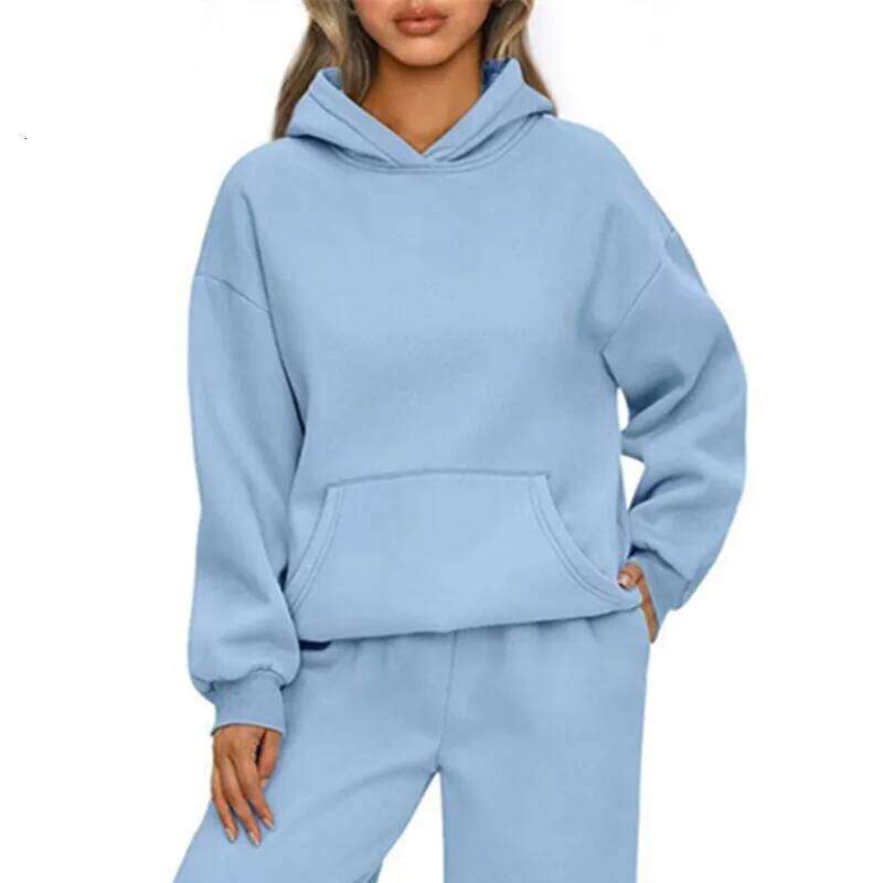 Autumn Winter Casual Sports Sweatshirt Solid-color long-sleeve Fashion Loose hoodie Women's tops pullover C260312