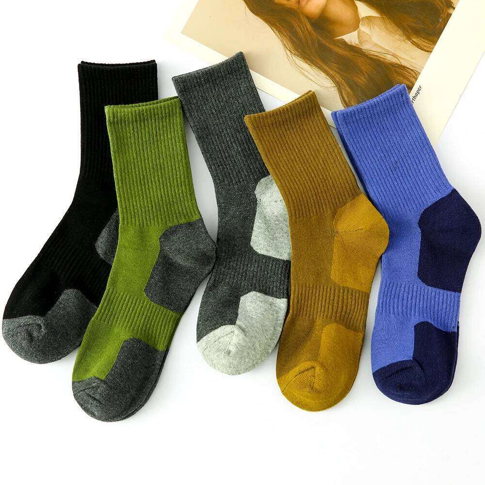 Men Cotton Breathable Long Business Harajuku Solid Gentleman Sox Sokken Outdoor Sports 5 Pairs/Lot Socks Gift Z260312