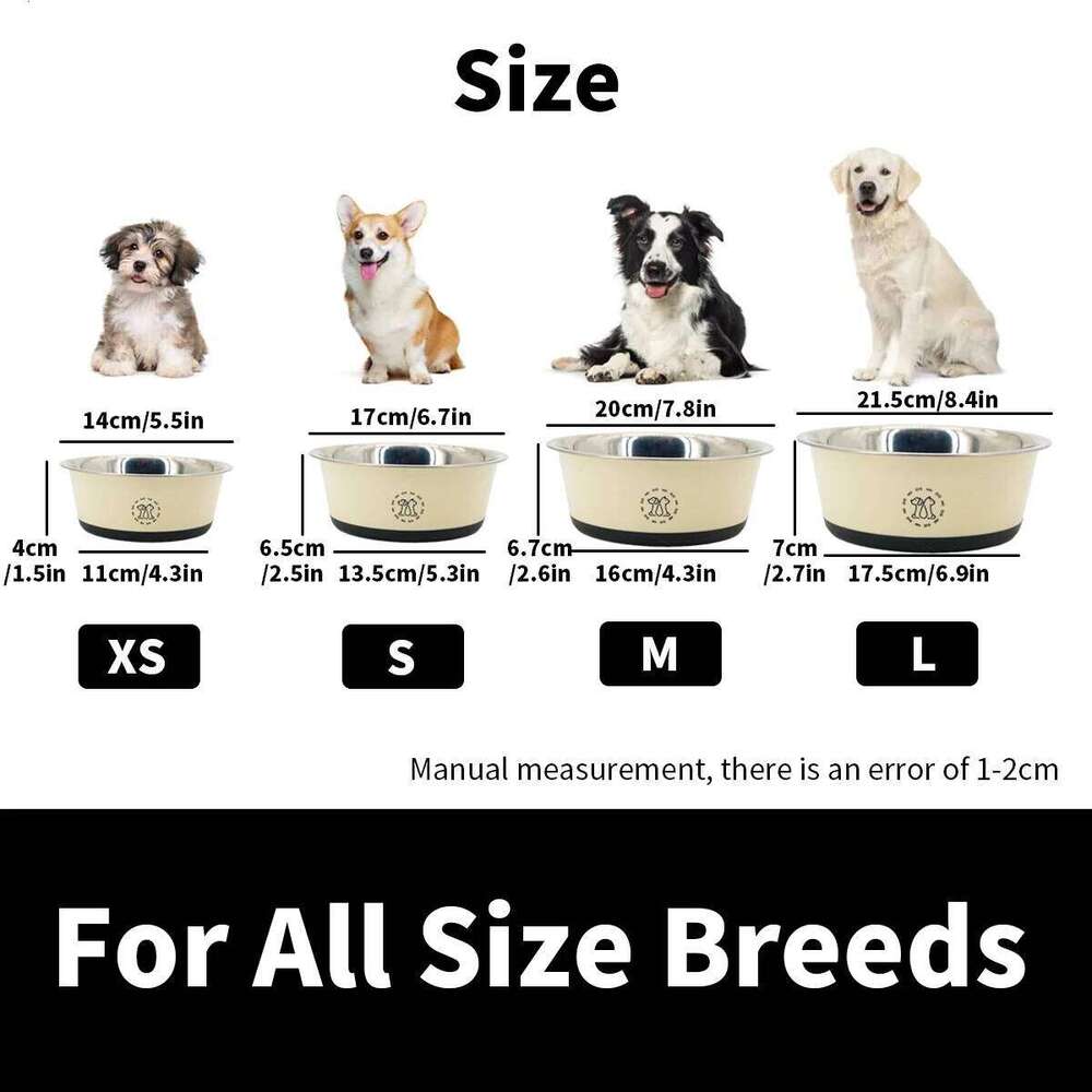 1PC Stainless Steel Dog Food Cat Anti-tip Non-slip Pet Bowl 26Y0312