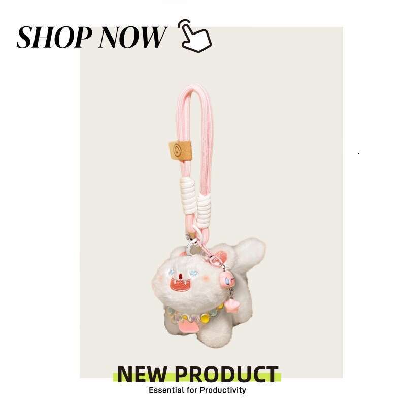 Girly Pink Fluffy Charm Cute Cat Keychain Plush Toy Bag Pendant Gift