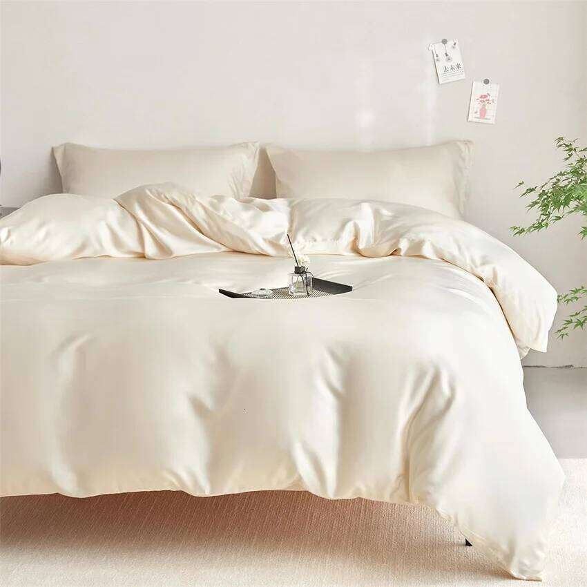 3/4/5pcs Mulberry Duvet Cover with Flat Pillowcase Double King Queen Comforter Bedding Silk Bed Sheet Set H260312