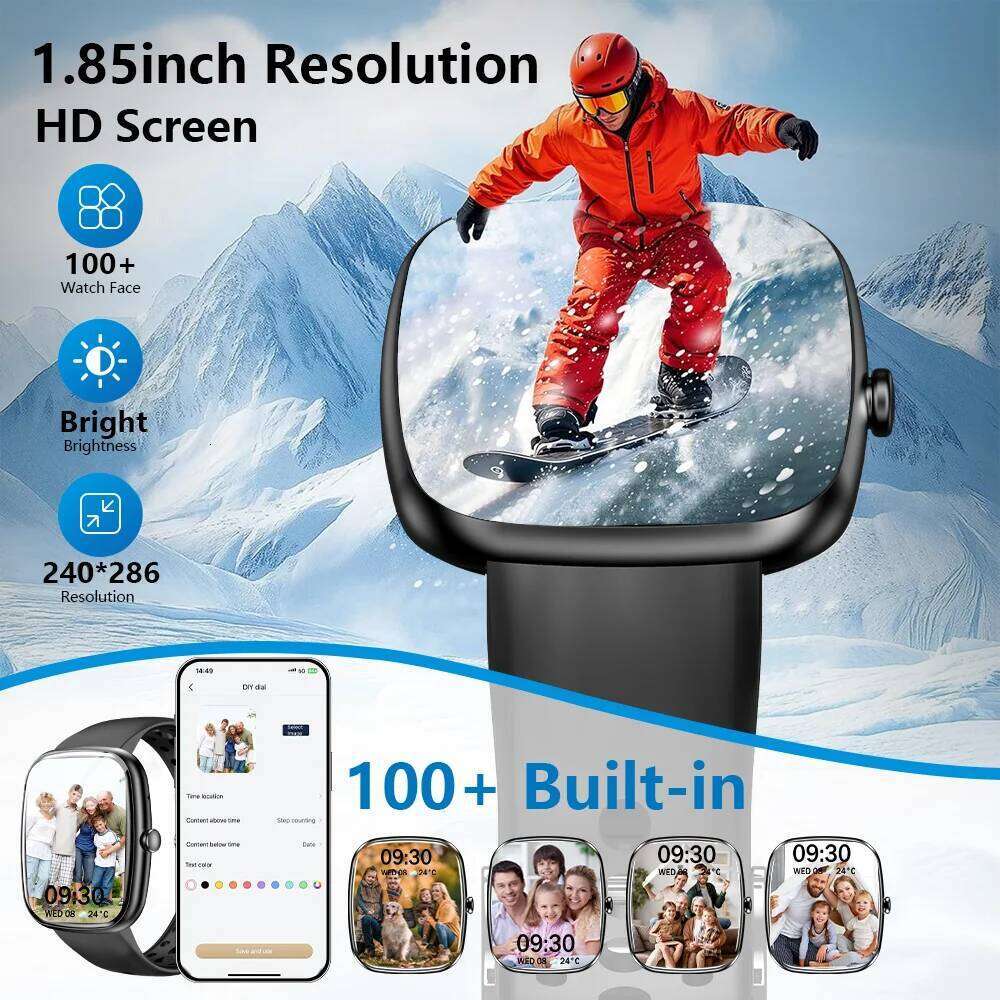 LAXASFIT New Men's Smart Watch 1.85-inch BT 5.4 Voice Call Music Playback Heart Rate Monitor Fitness Track Women's Smartwatch