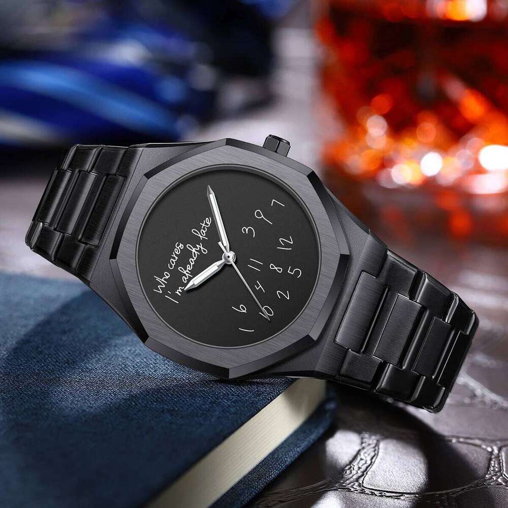 New Fashionable Luxury Creative Graffiti Dial Luminous Steel Strip Men's Quartz Watch Reloj relojes para hombres
