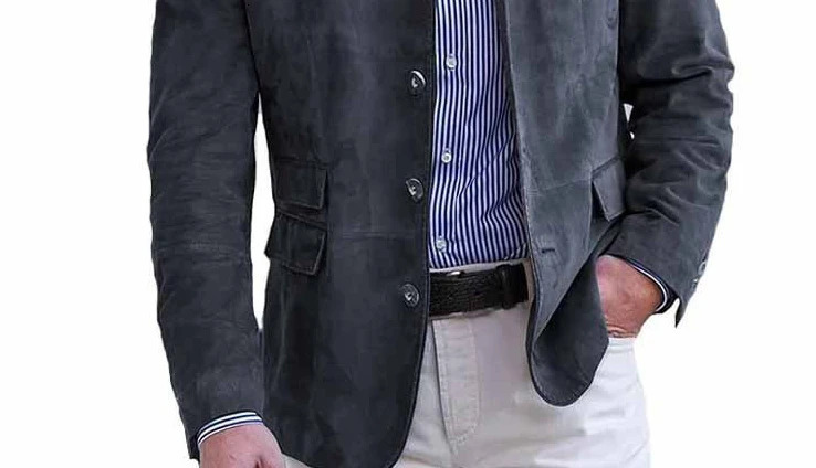 Autumn Winter Mens Casual Suede Blazer Jacket Long Sleeve Solid Color Single Breasted Button Fashion Jackets 260306