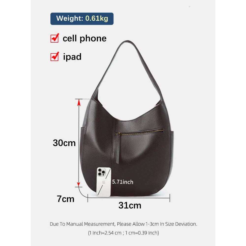 Zency Women's Genuine Leather Top Quality Large Hobo Shoulder Commuters Handbag Designer Bag Big Totes For Beach Travel