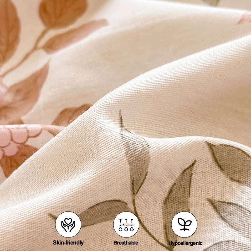 100% Cotton - Floral Print, Breathable Sweat-Absorbent Bedding Set 1 Duvet Cover 2 Pillowcases H260312