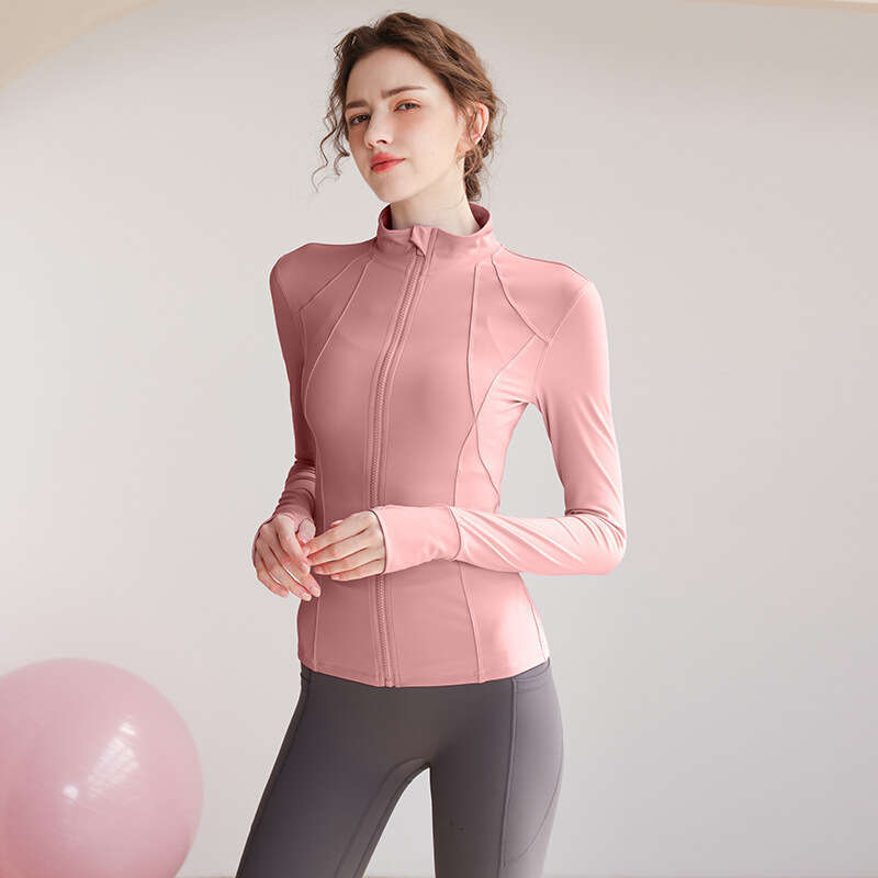Women's yoga jacket with zipper, autumn and winter outerwear, stand-up collar, sports long-sleeve casual outdoor Designer fitness running top