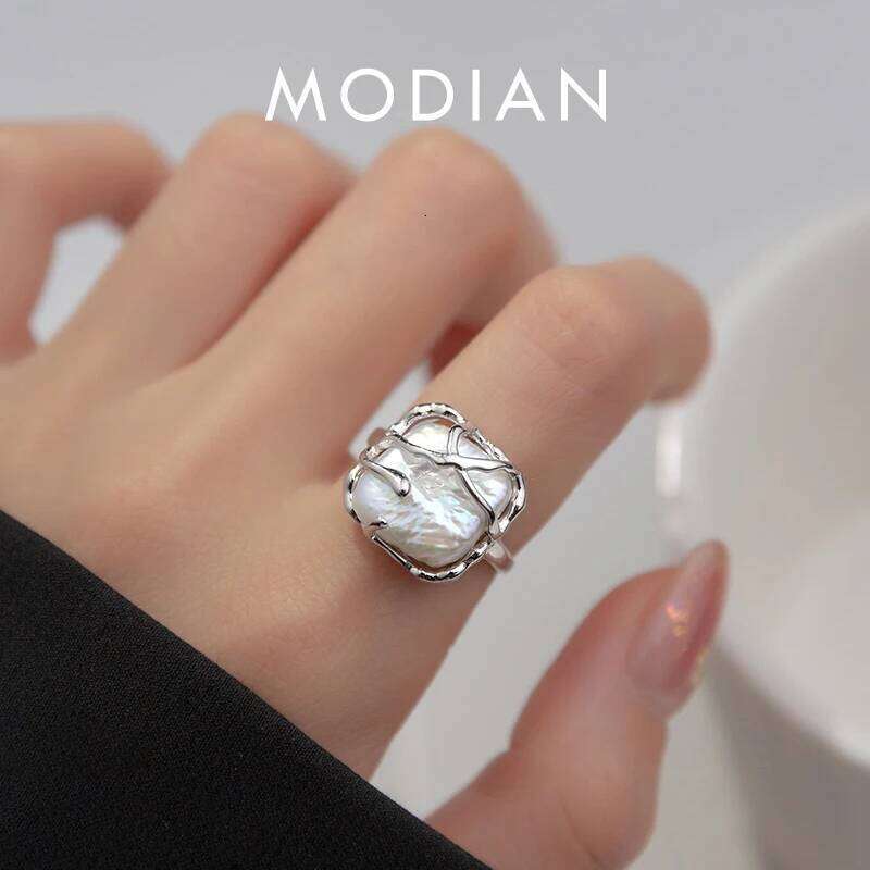 Modian Irregular Water Drop Square Ring 925 Sterling Silver Fashion Adjustable Size 6-8 Finger Rings For Women Fine Jewelry H260312