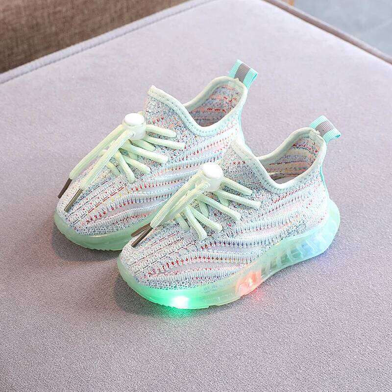Size 21-30 LED Baby Luminous Boys Glowing Children Sport Sneakers for Kids Girls Breathable Toddler Shoes Led Flash Lights H260312
