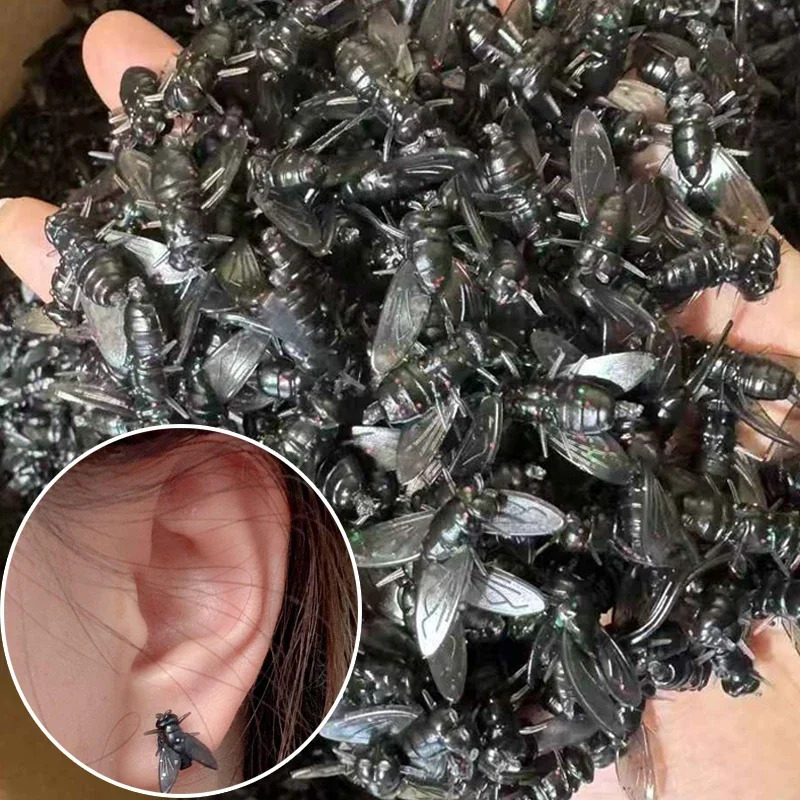 2pcs Funny Flies Studs Earrings Realistic Insects for Women Men Abstract Personalized Mini Fly Earring Party Jewelry 260309