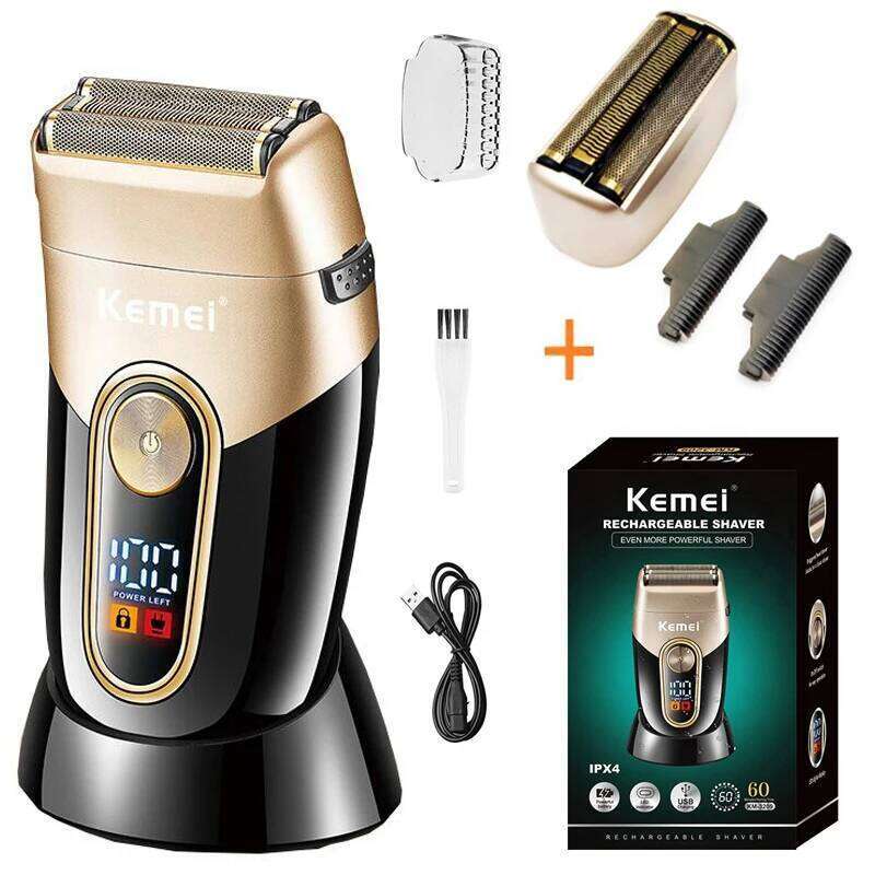 Kemei Washable Beard Shaver For Men Rechargeable Stubble Electric Razor Head Shaving Machine Balds 3-Blades System C260312