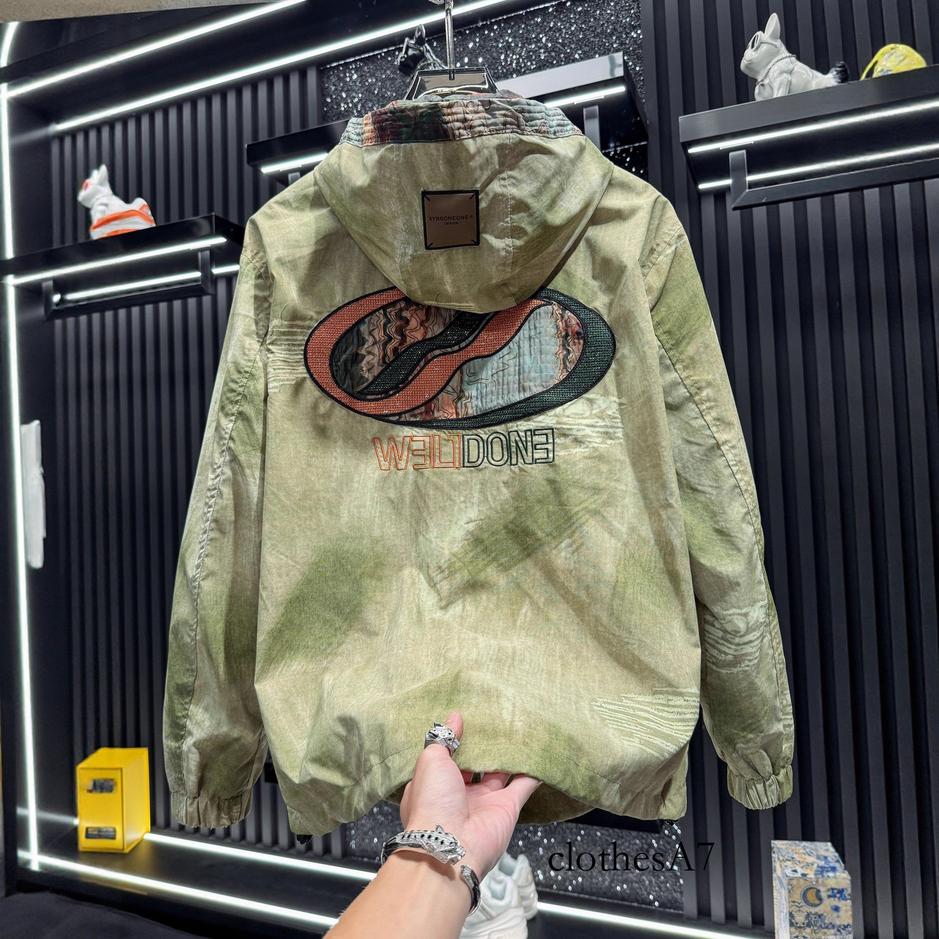 Luma hop European high-end embroidered tie-dye hooded for men, 2025 new spring and autumn trendy brand thin men's casual jacket