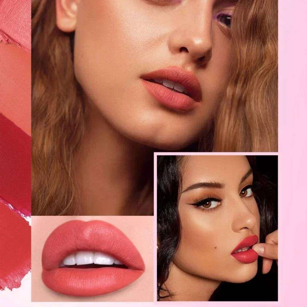 SAM SUGAR 6pcs Lipstick Set - Matte & Shiny Diamond Finish Long-Lasting Non-Sticky Moisturizing Velvet Sexy Red Colors Lip Kit W260311