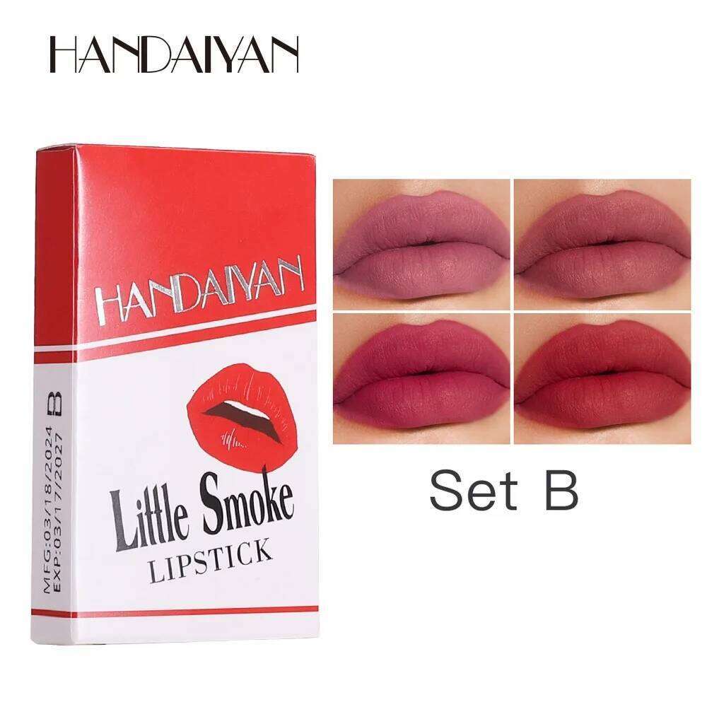 4-Lasting Stick Waterproof Lip Set Long-Lasting Matte Lipstick with Transparent Finish - Perfect Valentine's Day Gift for Her W260311