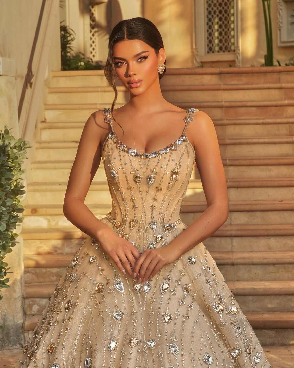 Gorgeous Evening Dresses A-Line Sleeveless Crystals Beading Backless Party Dresses Celebrity Prom Gown Customized Vestido De Novia