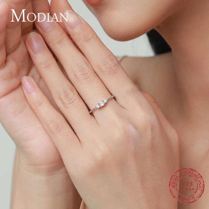 MODIAN Radiant Clear CZ Pure 925 Sterling Silver Classic Finger Ring For Women Winter Christmas Gift Engagement Jewelry Anel H260312