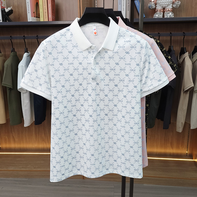 Luxury Brand Designer Clothes Summer New Cotton Printed Short-Sleeve Polo Shirt For Men, Stylish And Versatile, Light Luxury Casual T-Shirt Top For Me