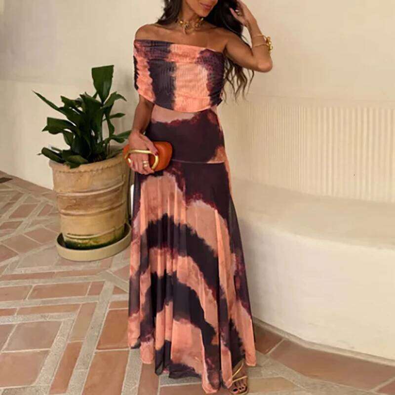 Sexy Sleeveless Commuter Fashion Hight Waist Strapless Slim Long Women Elegant Mesh Splicing Solid Color Party Dress C260311