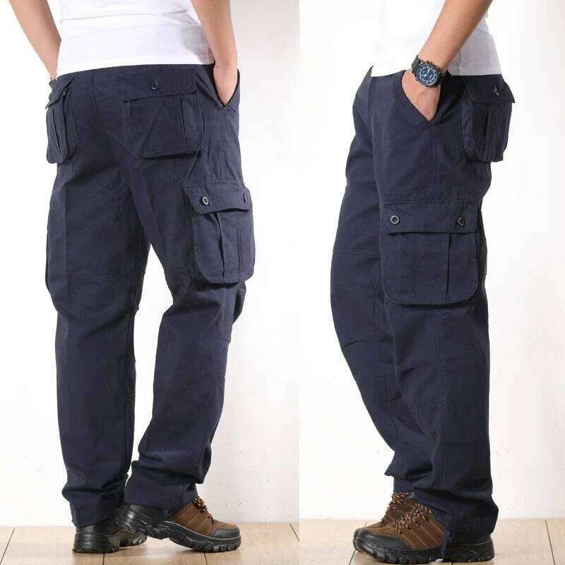 New Men 6 Pockets Fashion Cargo Quality Cotton Outdoor Male Casual Pants
