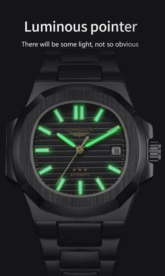 LONGLUX automatic business luxury mechanical wristwatches wholesale steel date waterproof mens watch men gift