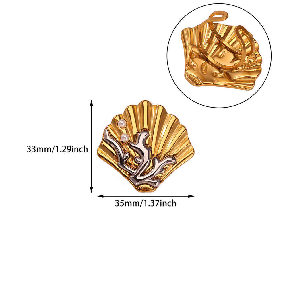 Luxury Inspired Starfish Ring Textured Shell Coral Jewelry Exquisite Rings for Women Fashion Sophisticated Style Versatile Daily Wear Accessory