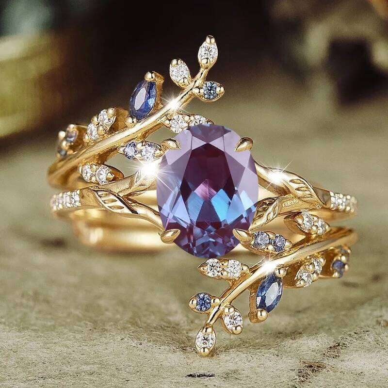 European American new fashion ins style wheat ears branches and leaves shape personalized women's ring H260312