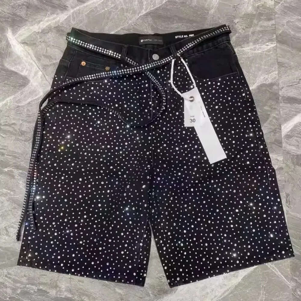 Men's Shorts Full Diamond Craft Hip Hop Gothic Gym Summer Shorts Low Waist Denim Sweatpants Summer Retro Casual Baggy Street Men's Clothing 