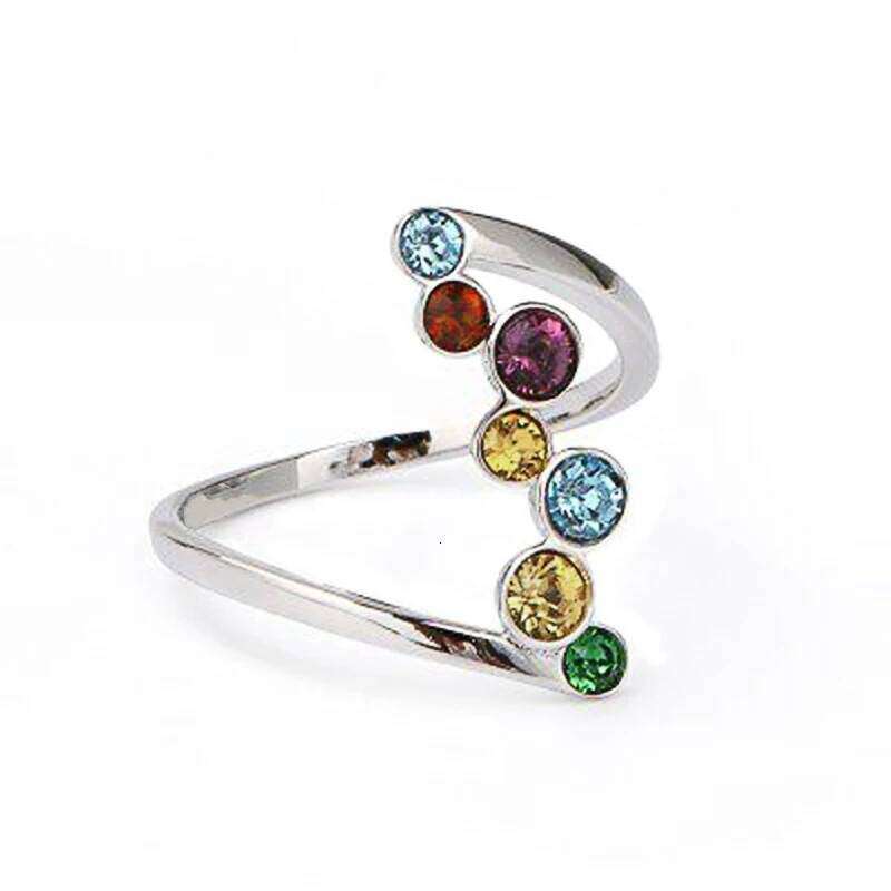Huitan Fancy Colorful CZ Finger Ring for Girls Metal Silver Color Exquisite Women's Accessories Daily Wear Party Jewelry Gifts H260312