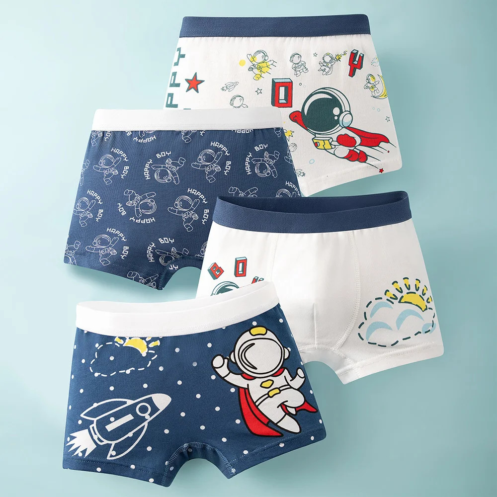 14812 Pcspack Boys Boxer Briefs Kids Cotton Underwear Baby Boy Underpants Teenager Cartoon Print Soft Children Panties 412Y 260311