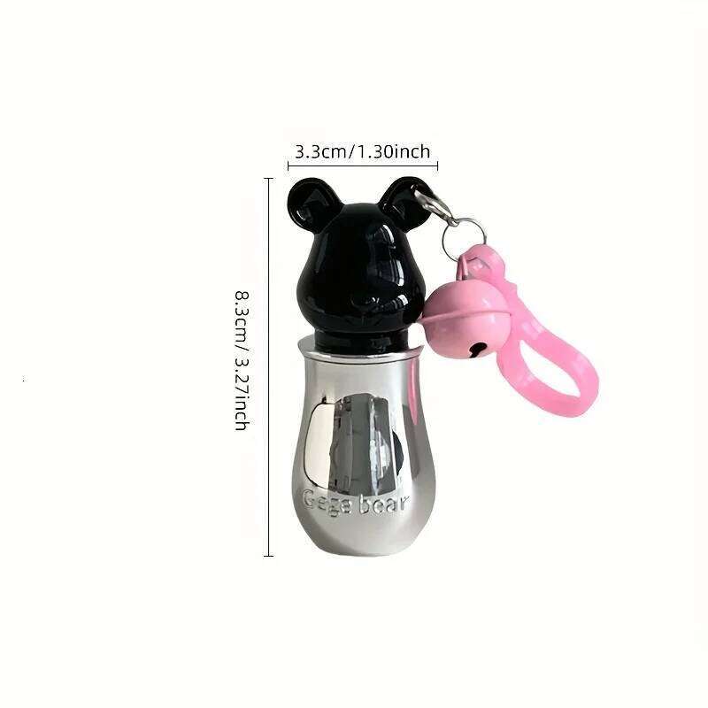 Velvet Matte With Cute Keychain Bear Paw Design, Highly Pigmented Black Tube Lipstick For Students & Daily Makeup W260311