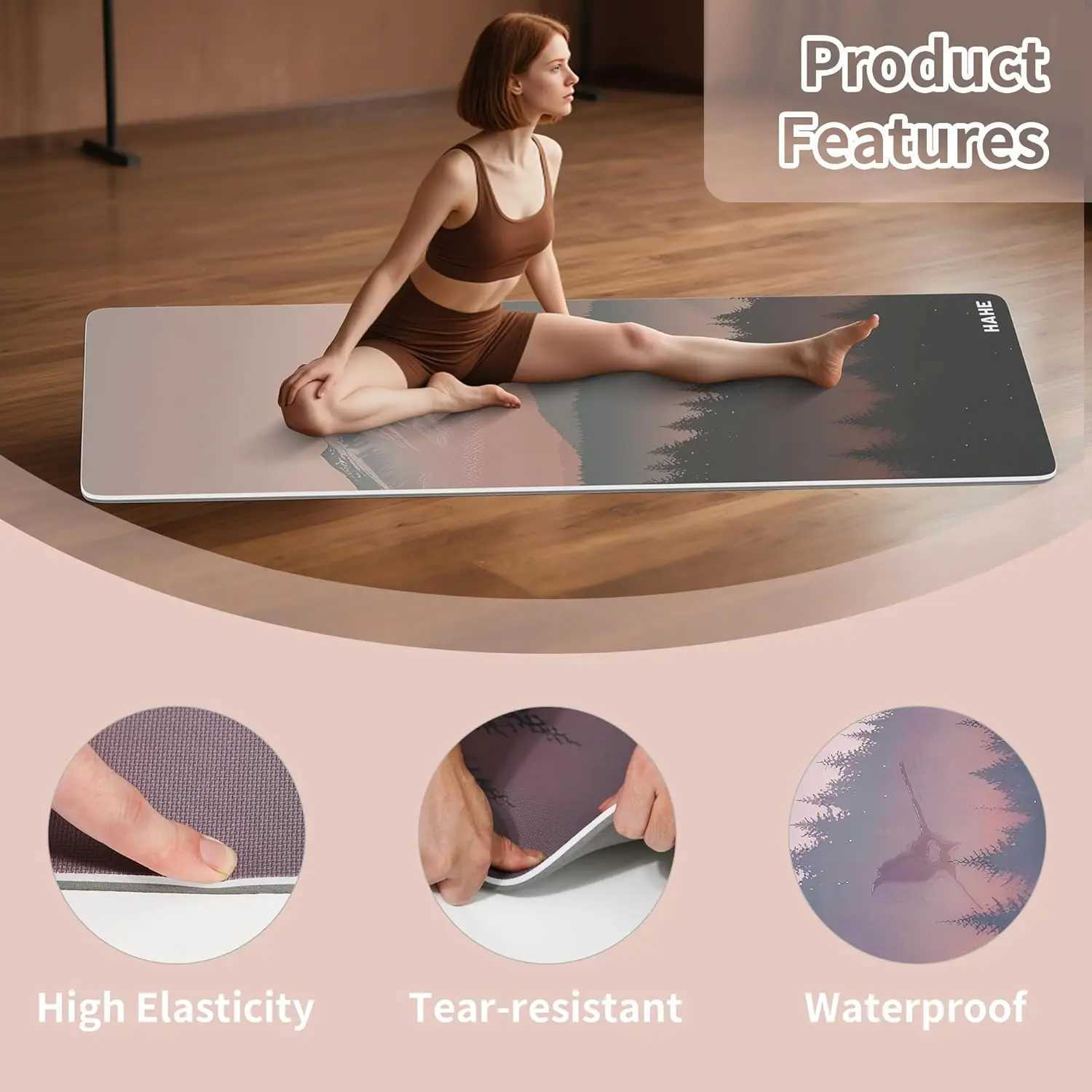Thick 8mm Eco-Friendly Non-Slip Yoga Mat High Rebound Shock Absorption for Home Workouts Large 72x24 Inches with Strap M260312