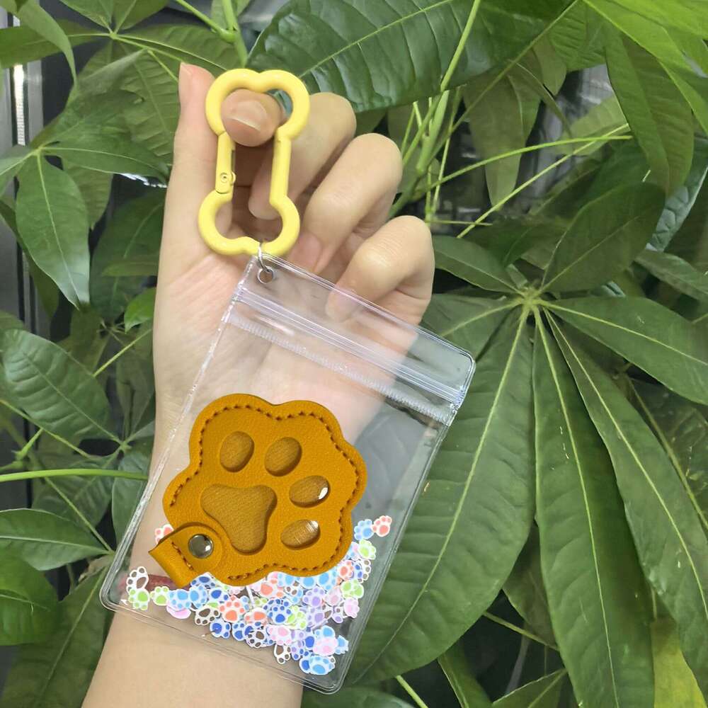 PU Storage Bag Commemorative Keychain for Dog and Cat Hair Paw Print Pendant Pet Ornament