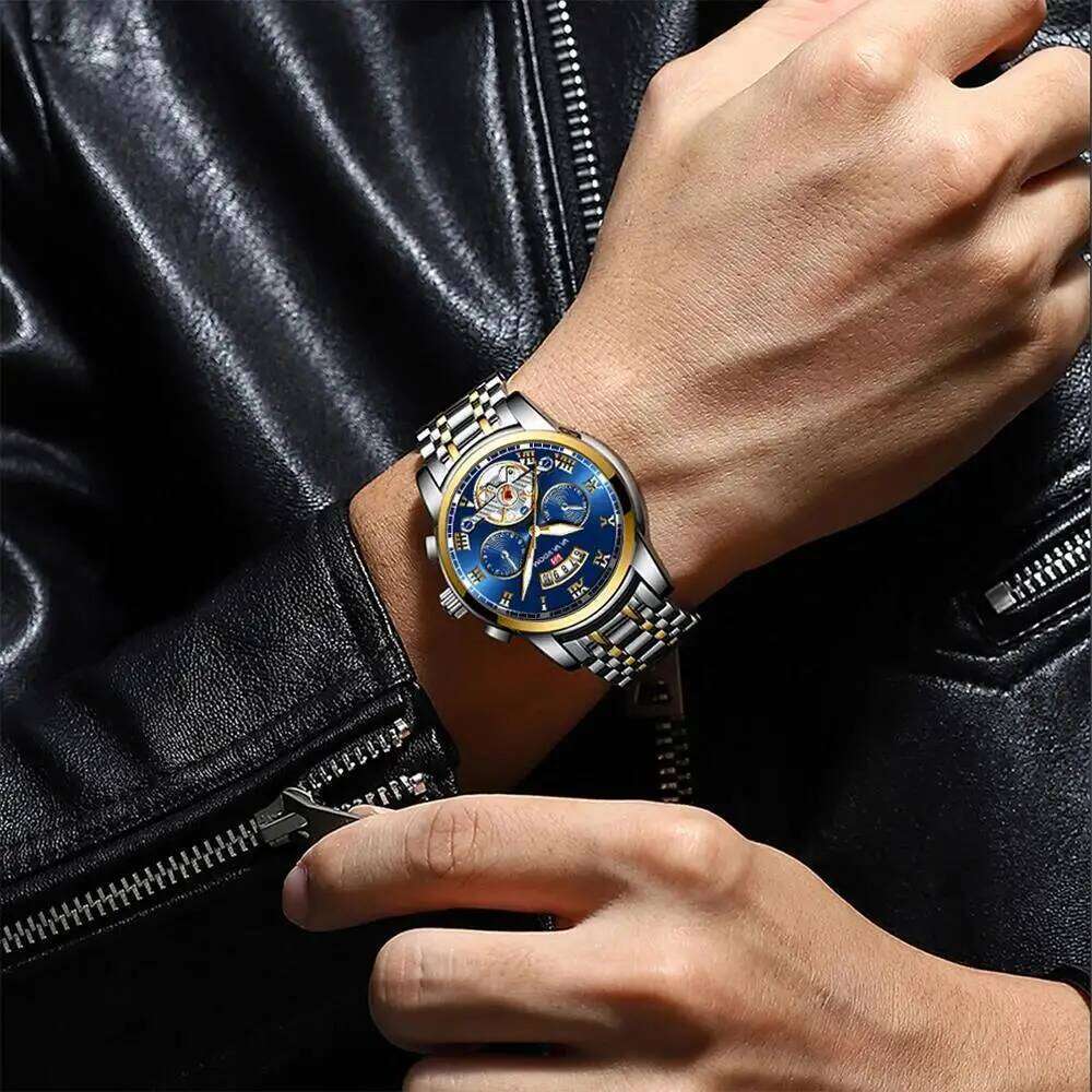 Top Brand Watch Pilot Series Silver Stainless Steel Sports Clock Quartz Movement 3Bar Waterproof Military Men Gift Wristatch