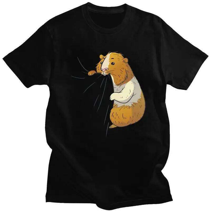 Cute Guinea Pig Hungry Nabbling Pet Owner T Shirt for Women Tees Short Sleeves Animal T-shirt Clothing Gift Summer Streetwear Z260312