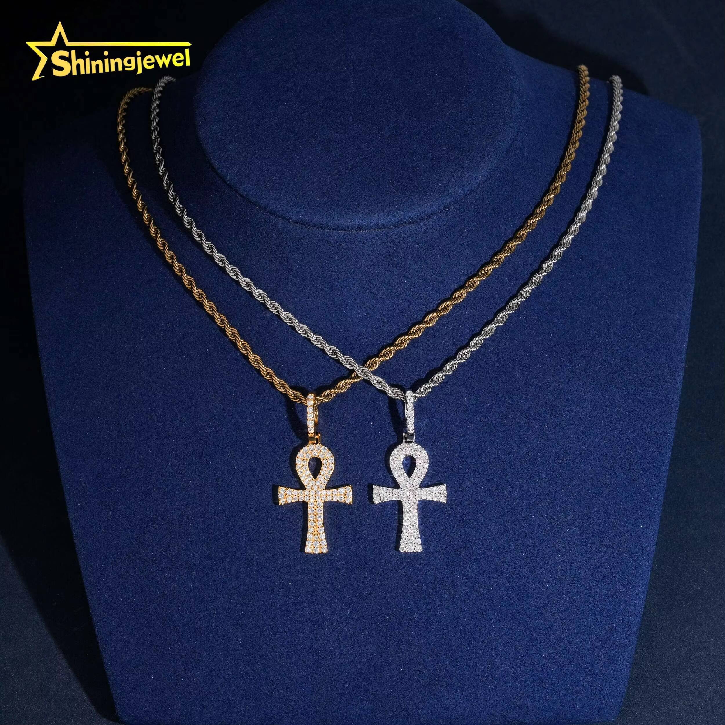 GRA Iced Out VVS Moissanite Corss Pendant Men Hip Hop Jewelry 925 Sterling Silver Fashion Pendants Charms for Necklace