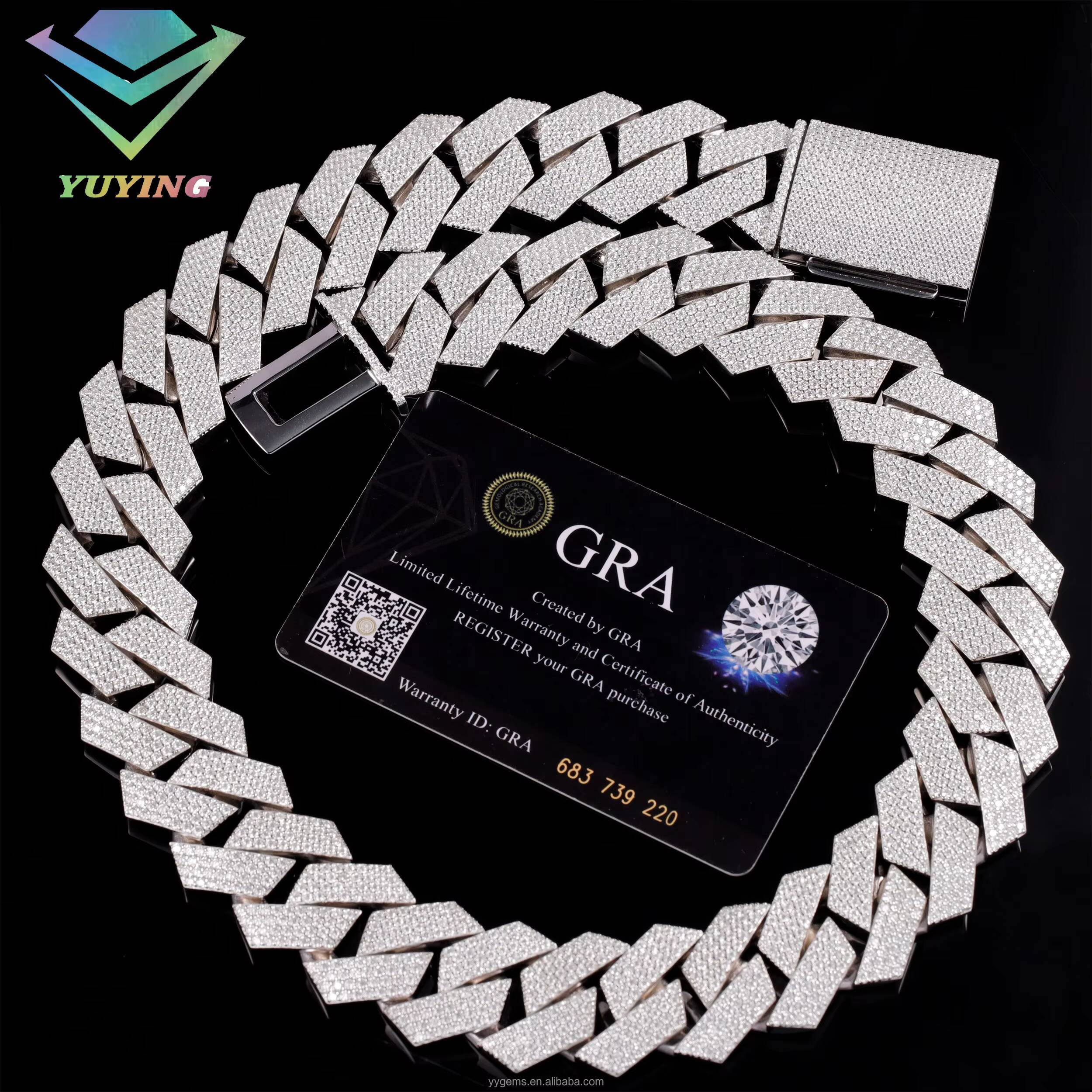 Big Size Luxury Design Heavy Silver Chain Fine Jewelry S925 Silver Chain Hip Hop VVS Chain Moissanite Cuban Necklace