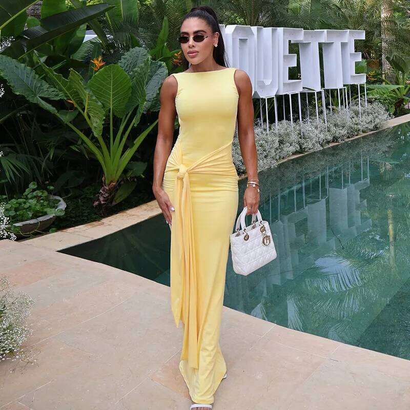 Autumn Solid Color Strapless Bag Skirt Dress European American Style Slim Fit Backless Sexy Women's Fashion C260312