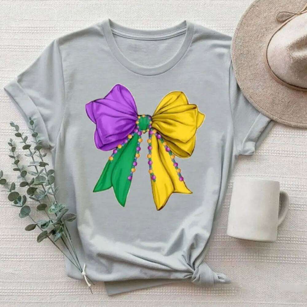 Bow Sweatshirt Beads Fashion T-shirt Louisiana Festival Tops Mardi Gras Unique Gift Women Clothes Z260312